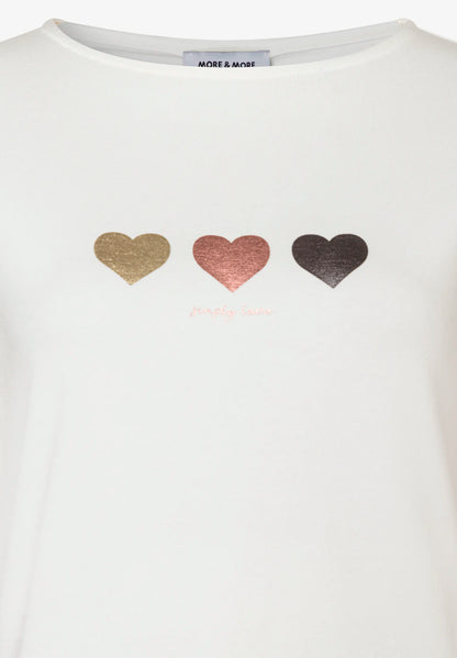 More &amp; More Off White Women T-Shirt with Heart Trio SKU: 61010053_0041 Image 04