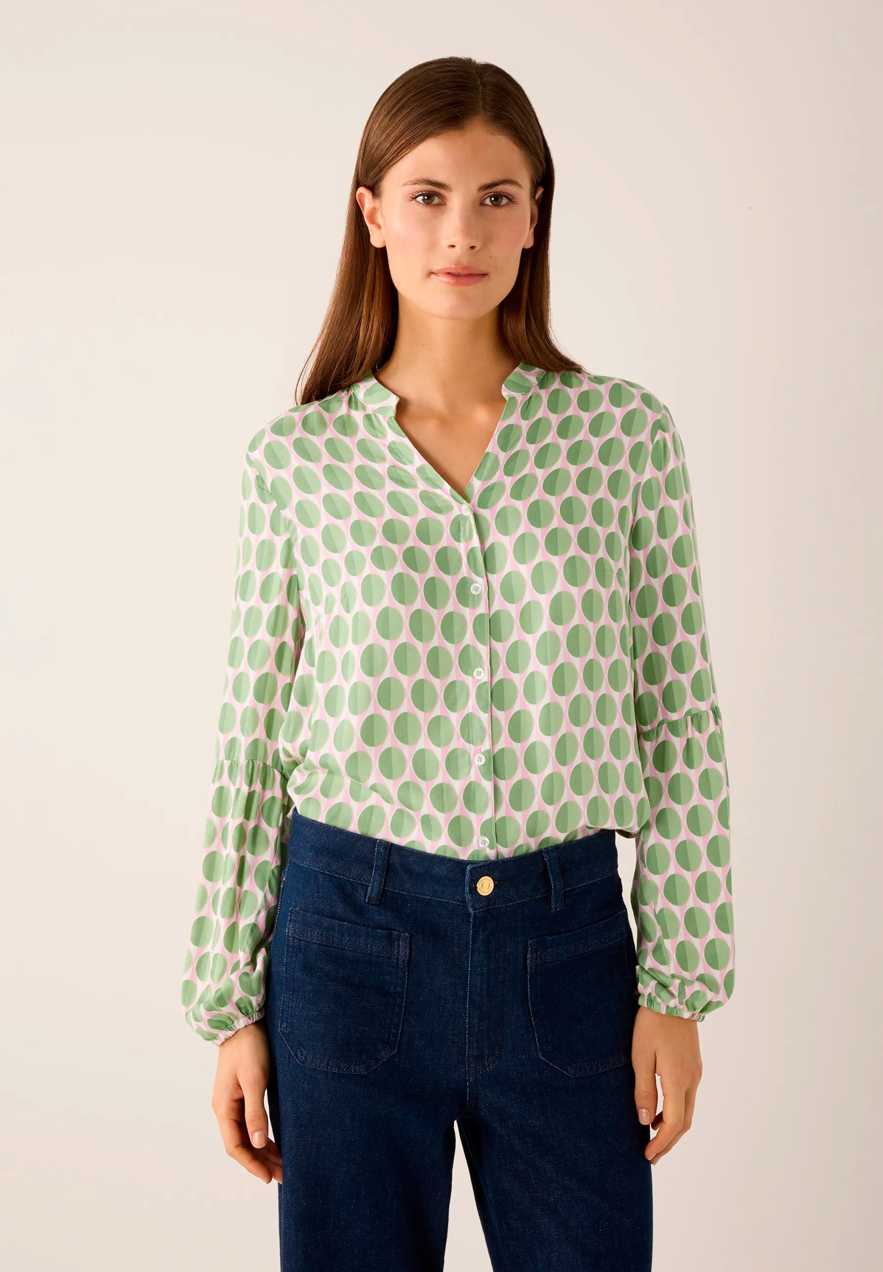 More &amp; More Spring Green Women Viscose Blouse with Graphic Print SKU: 61012000_4623 Image 01