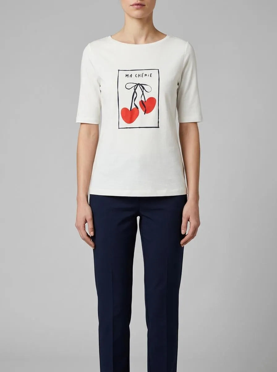 More &amp; More Off White Women T-Shirt with Cherry Print SKU: 61020055_0041 Image 00