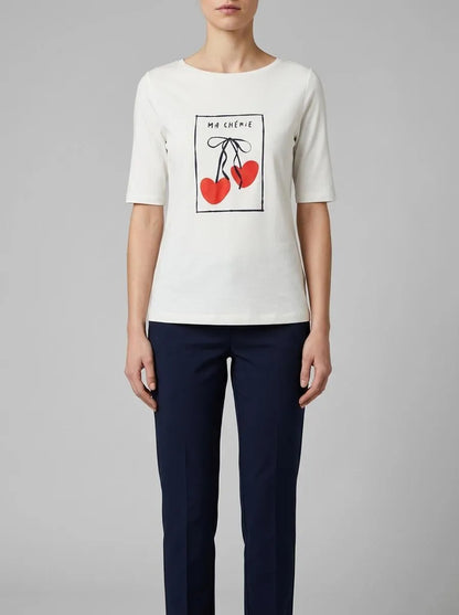 More &amp; More Off White Women T-Shirt with Cherry Print SKU: 61020055_0041 Image 00