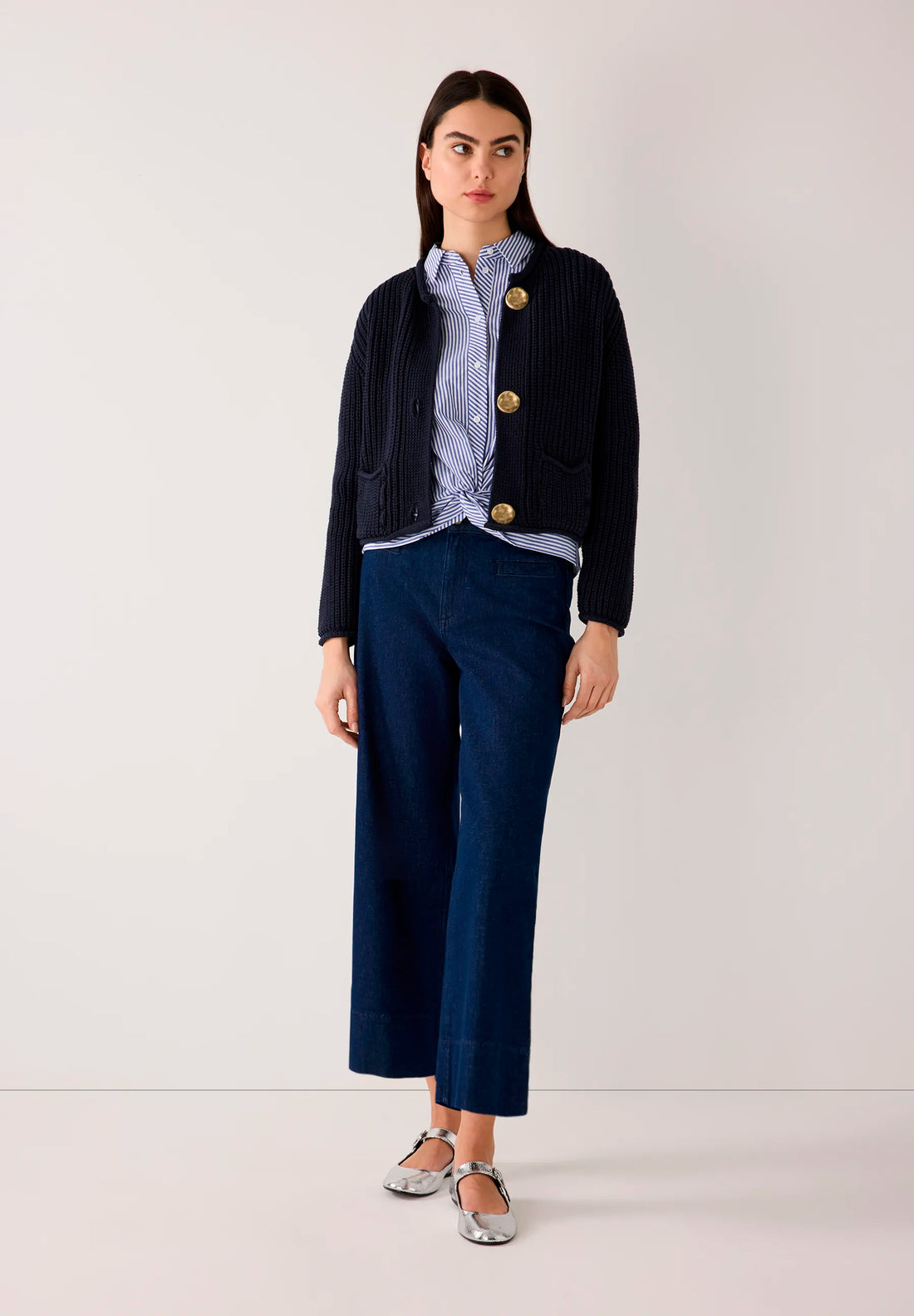 More &amp; More Mix Stripe Twotone Women Striped Blouse with Knot Detail SKU: 61022052_2373 Image 02