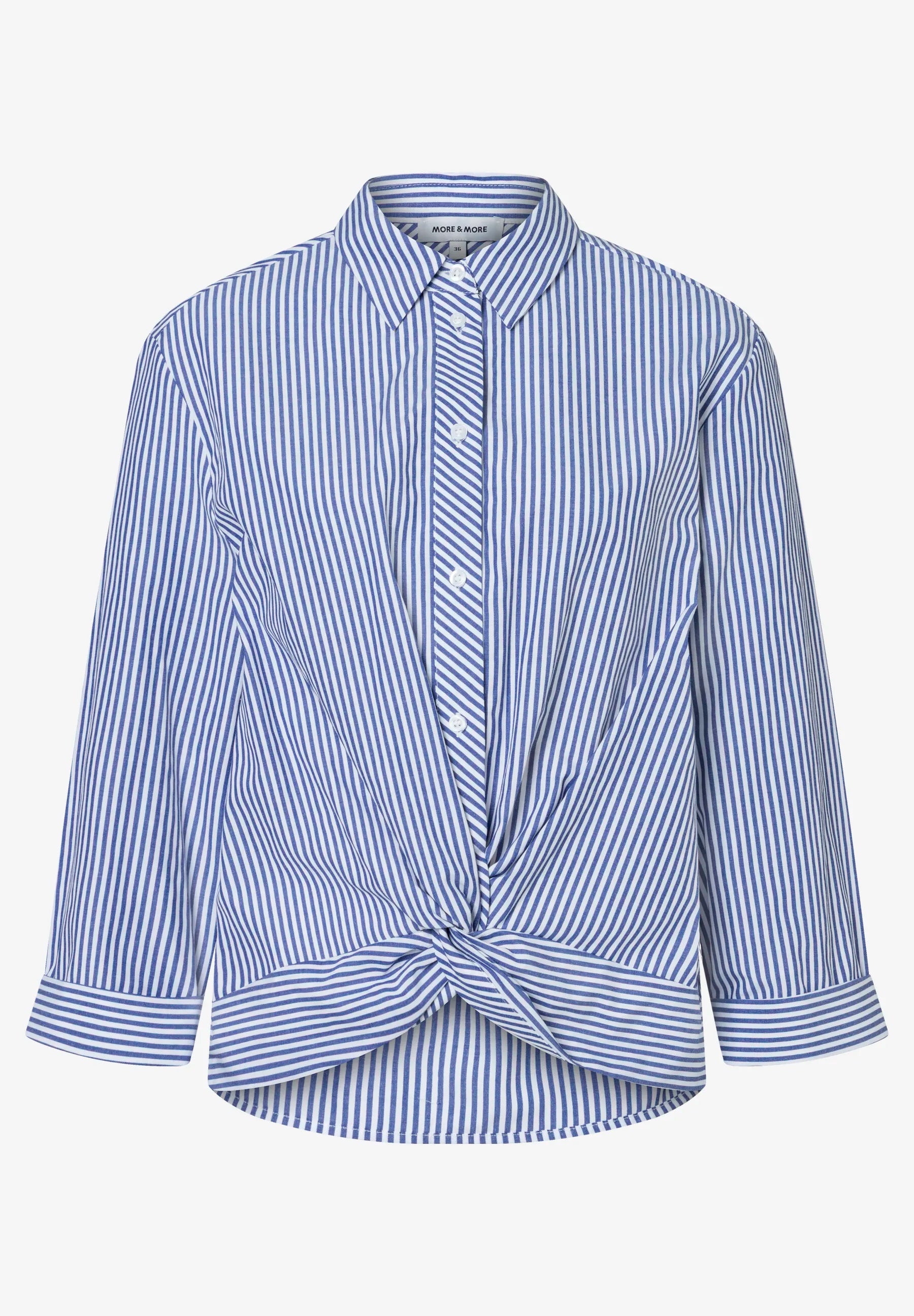 More &amp; More Mix Stripe Twotone Women Striped Blouse with Knot Detail SKU: 61022052_2373 Image 03