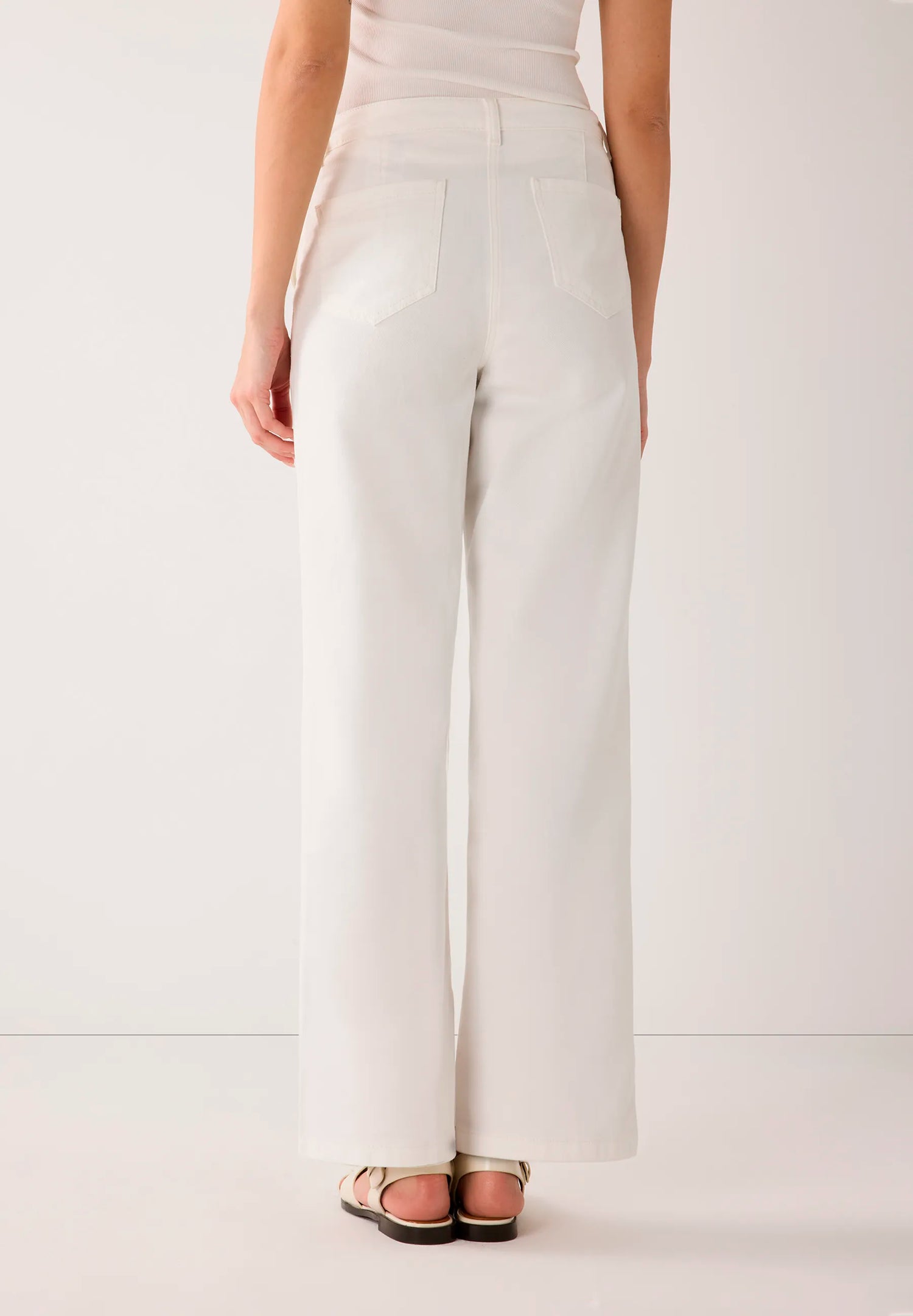 More &amp; More Off White Women Cotton Twill Trousers SKU: 61024059_0041 Image 03