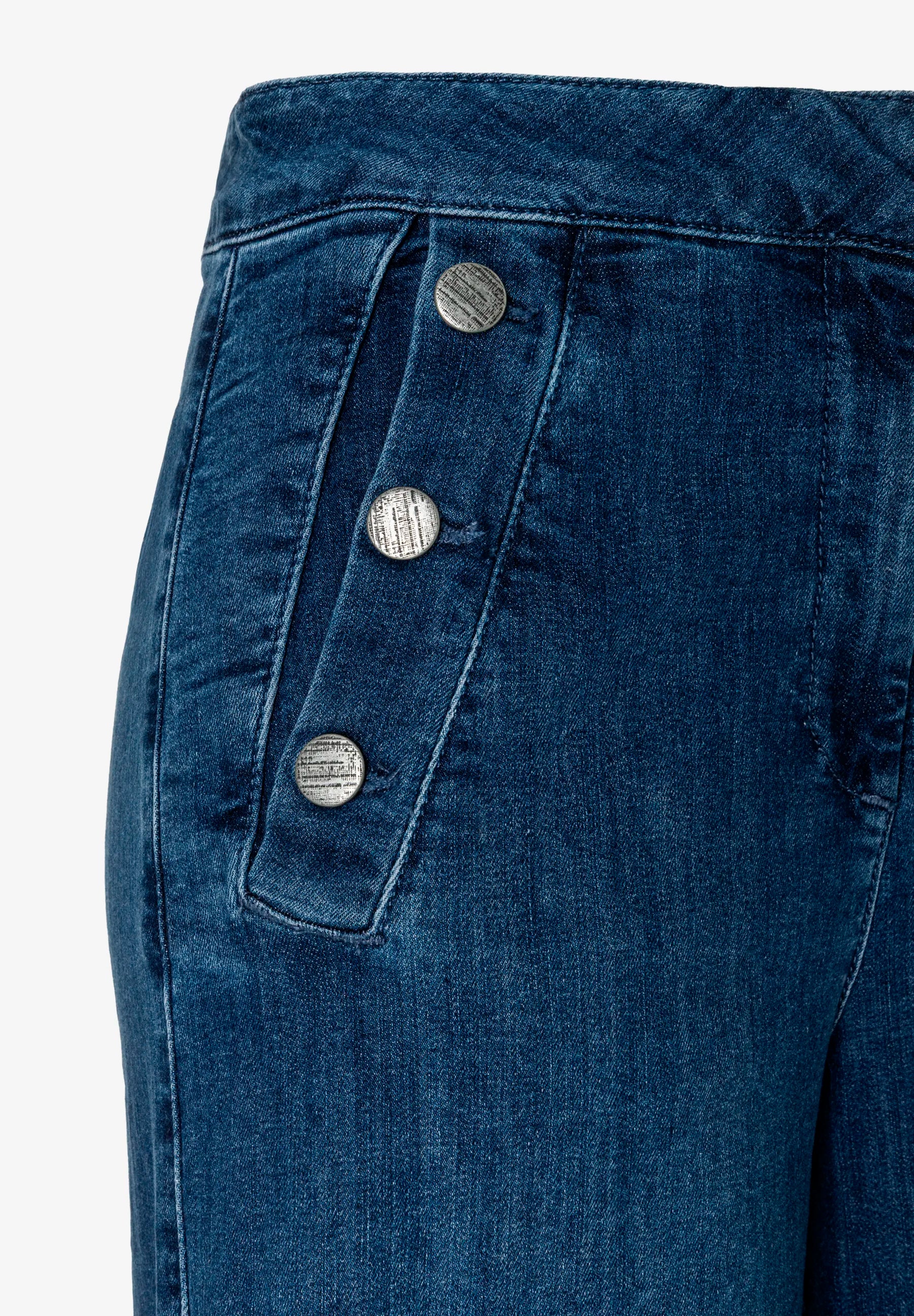 More &amp; More Middle Blue Denim Women Wide-Leg Jeans with Buttons SKU: 61024251_0962 Image 07