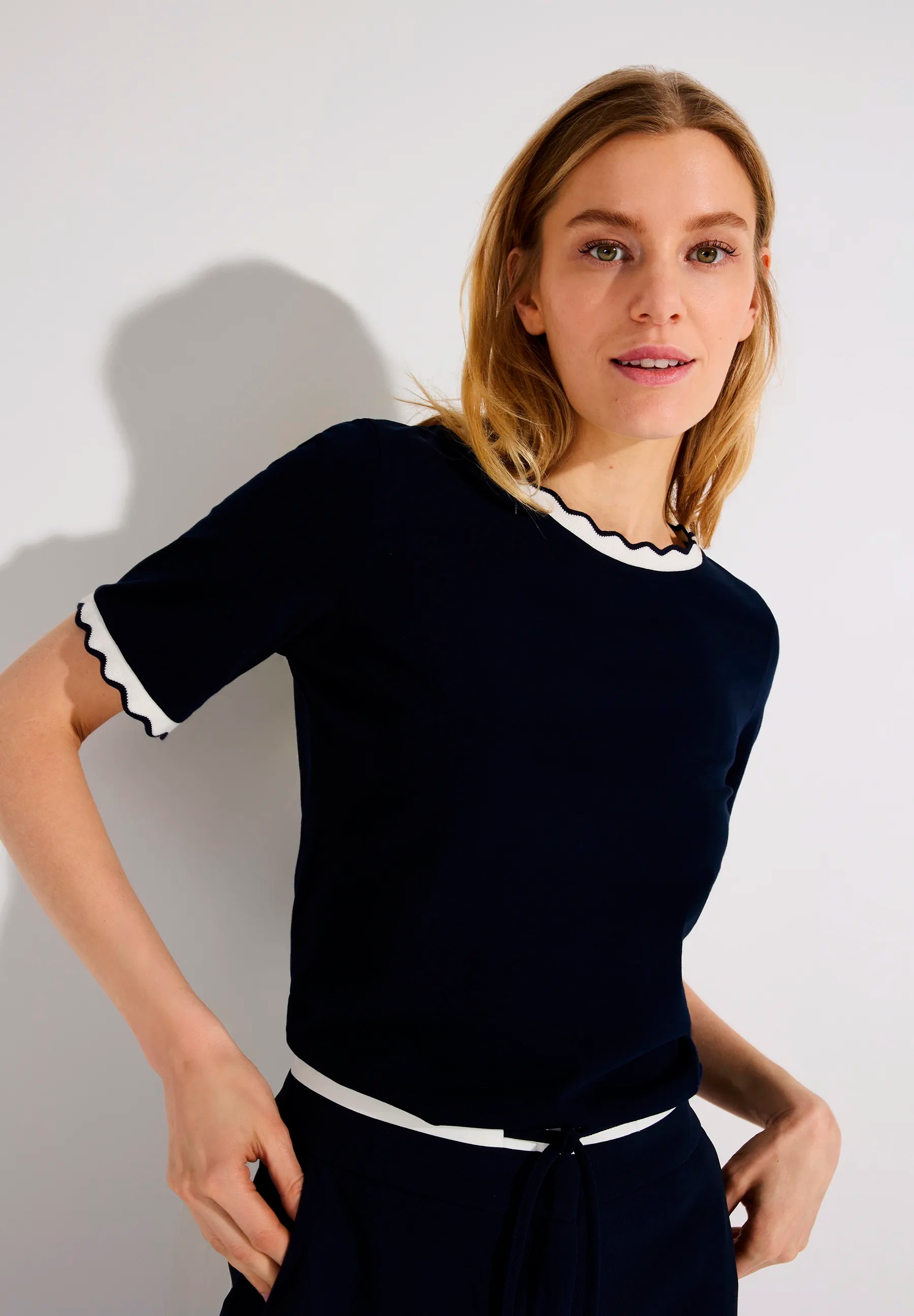 More &amp; More Classic Blue Women T-Shirt with Wavy Edge SKU: 61030010_0373 Image 04