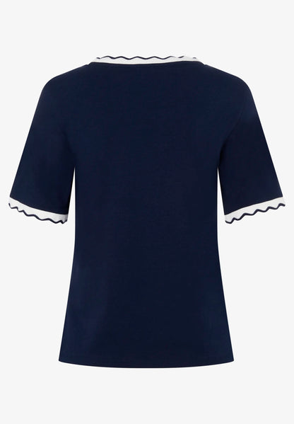 More &amp; More Classic Blue Women T-Shirt with Wavy Edge SKU: 61030010_0373 Image 06