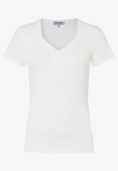 More &amp; More Off White Women T-Shirt with Decorative Neckline SKU: 61030021_0041 Image 03