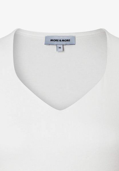 More &amp; More Off White Women T-Shirt with Decorative Neckline SKU: 61030021_0041 Image 05