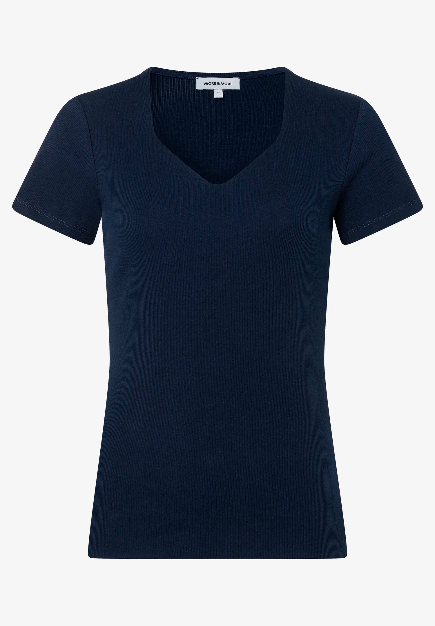 More &amp; More Classic Blue Women T-Shirt with Decorative Neckline SKU: 61030021_0373 Image 02