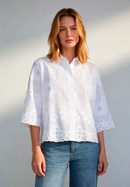 More &amp; More White Women Blouse with Embroidery SKU: 61032001_0010 Image 01