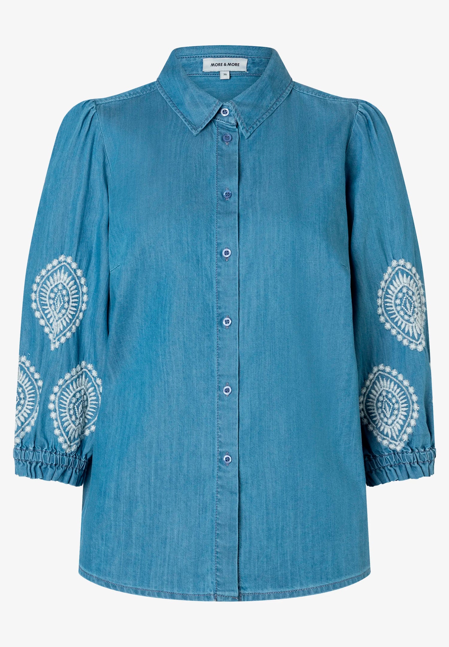 More &amp; More Middle Blue Denim Women Denim Blouse with Embroidery SKU: 61032200_0962 Image 05