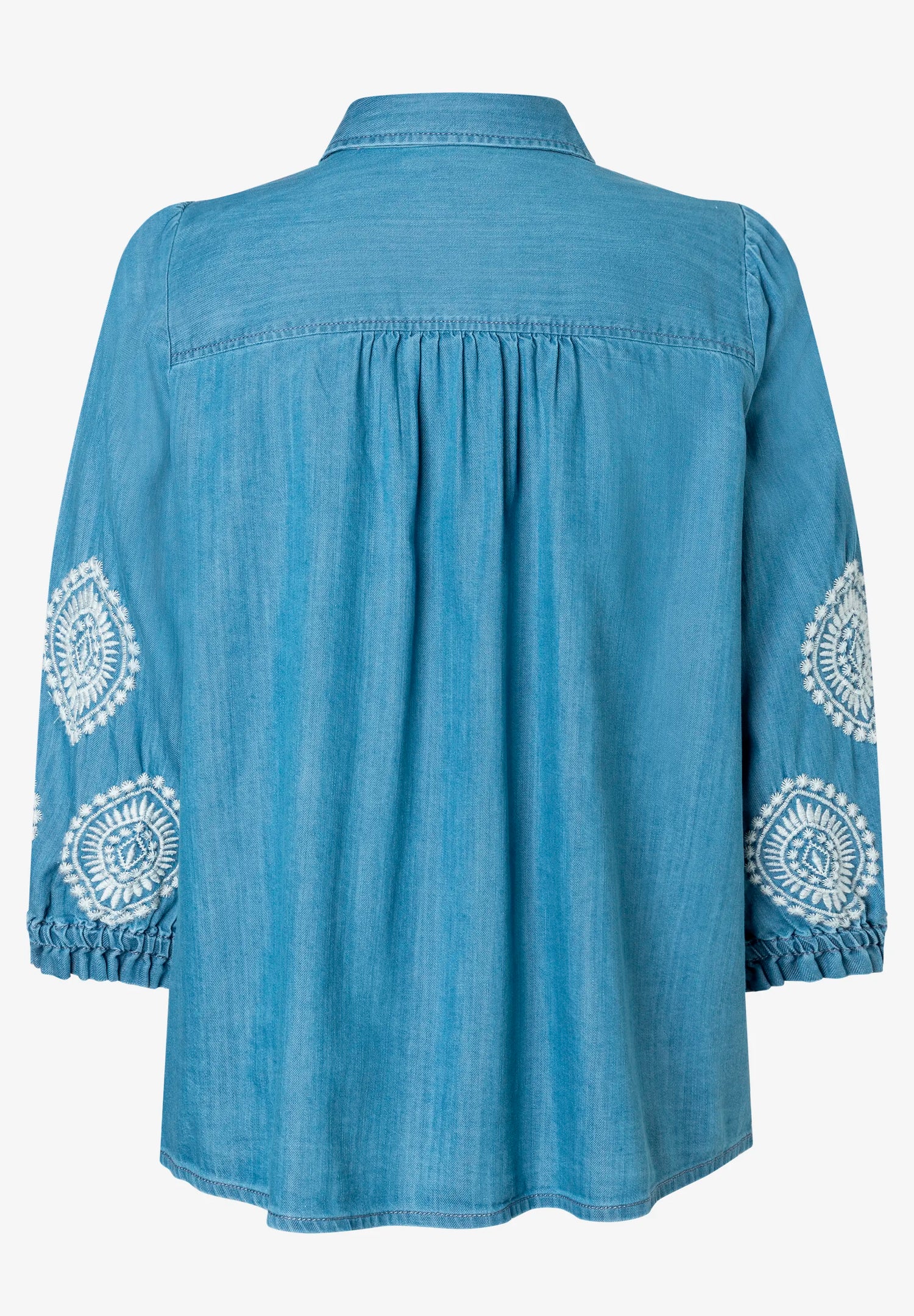 More &amp; More Middle Blue Denim Women Denim Blouse with Embroidery SKU: 61032200_0962 Image 06