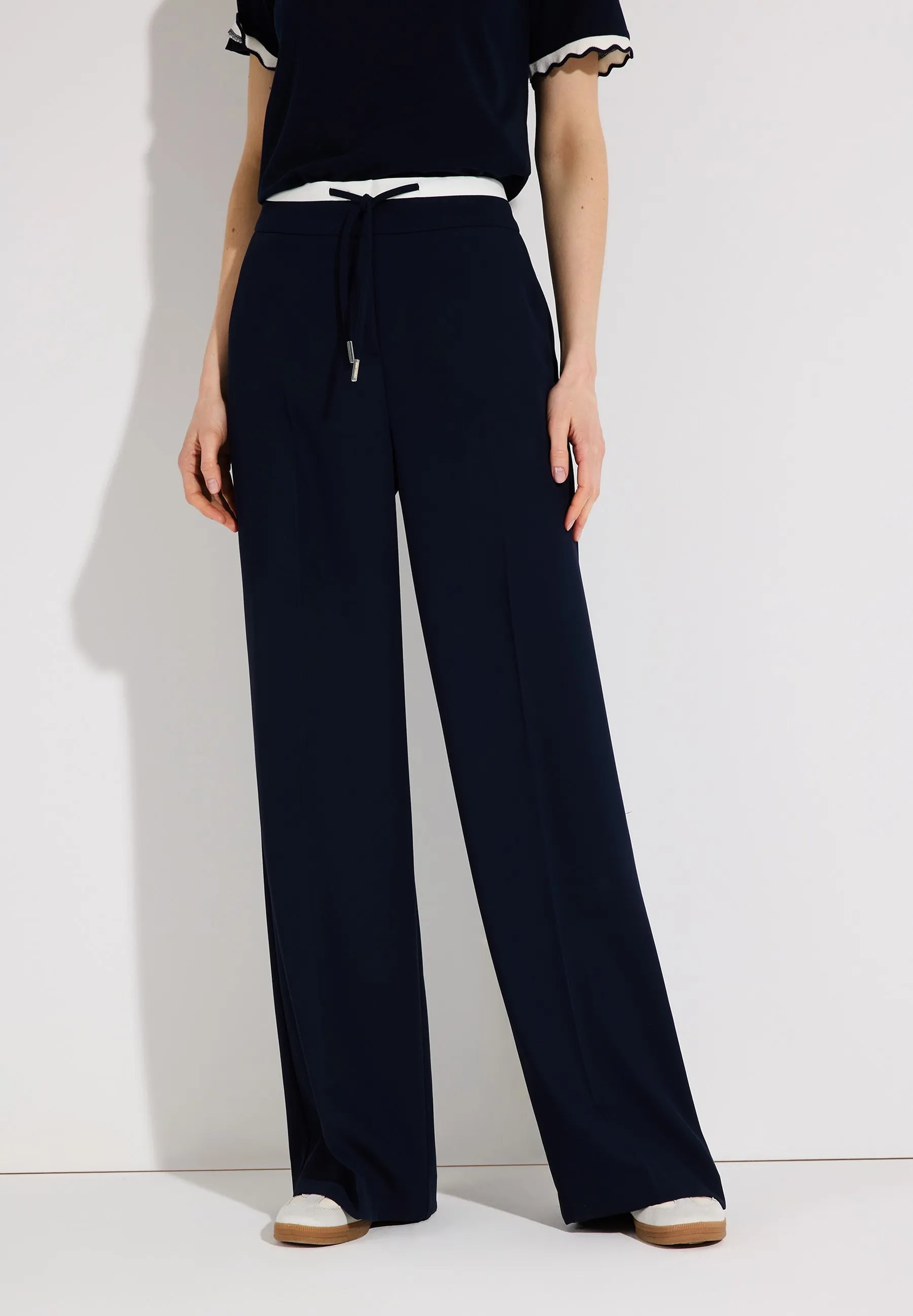 More &amp; More Classic Blue Women Wide-Leg Trousers with Drawstring SKU: 61034008_0373 Image 01