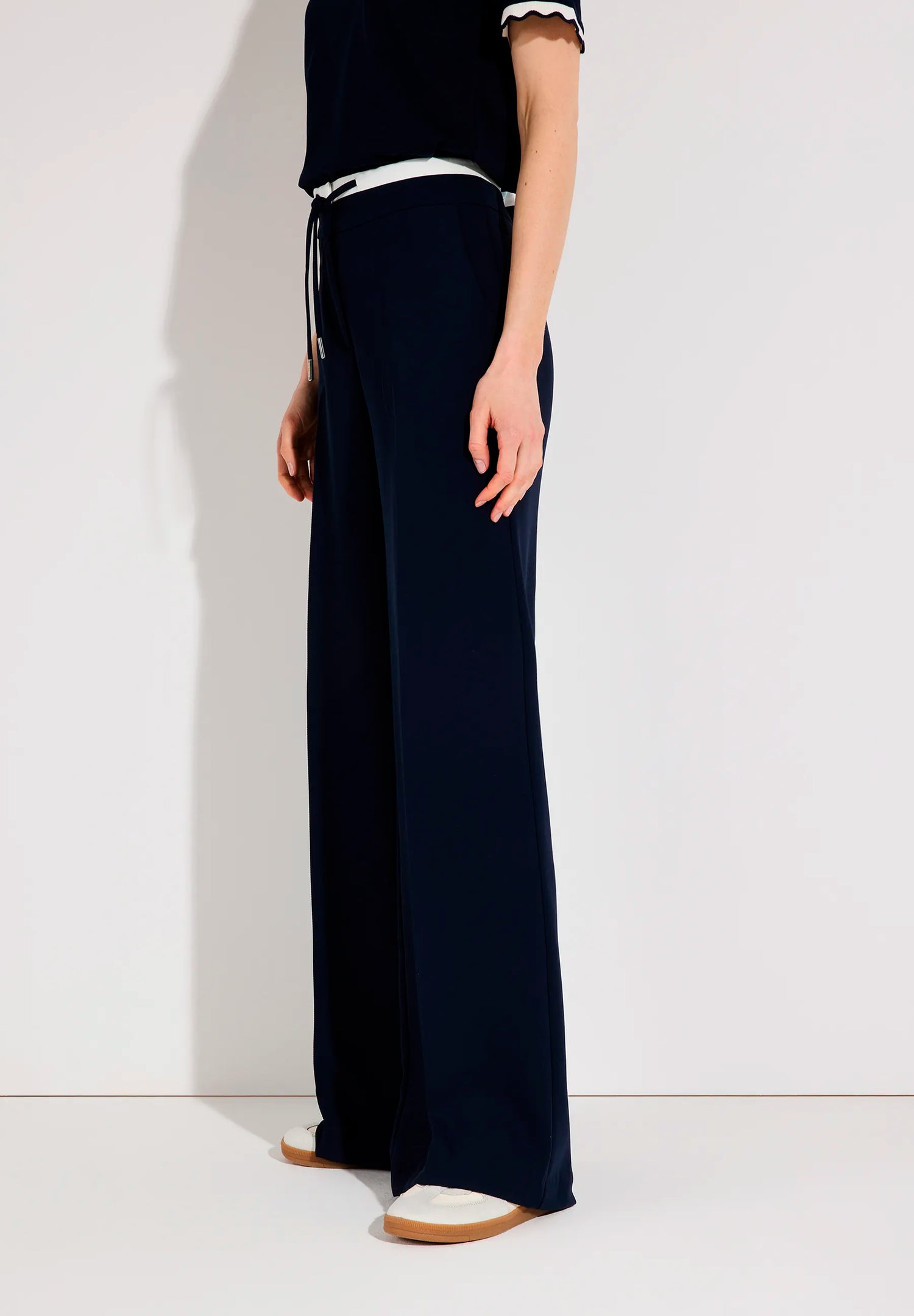 More &amp; More Classic Blue Women Wide-Leg Trousers with Drawstring SKU: 61034008_0373 Image 03