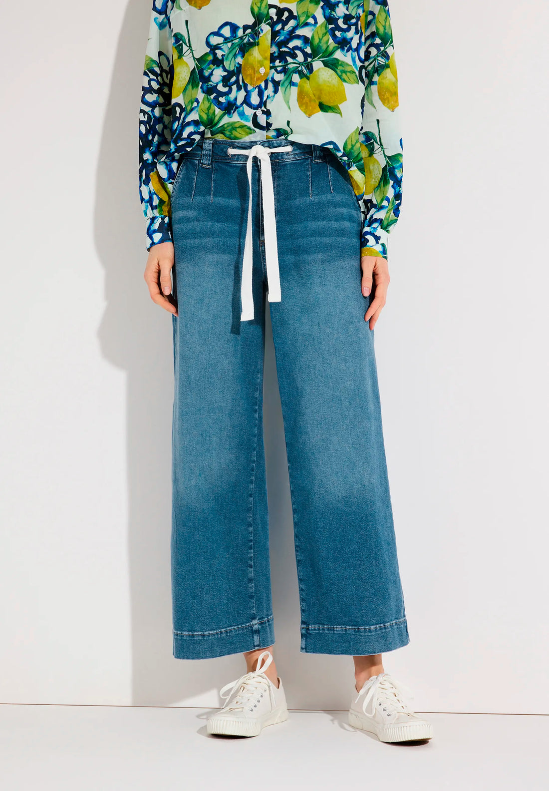 More &amp; More Middle Blue Denim Women Jeans Culottes with Drawstring SKU: 61034209_0962 Image 01