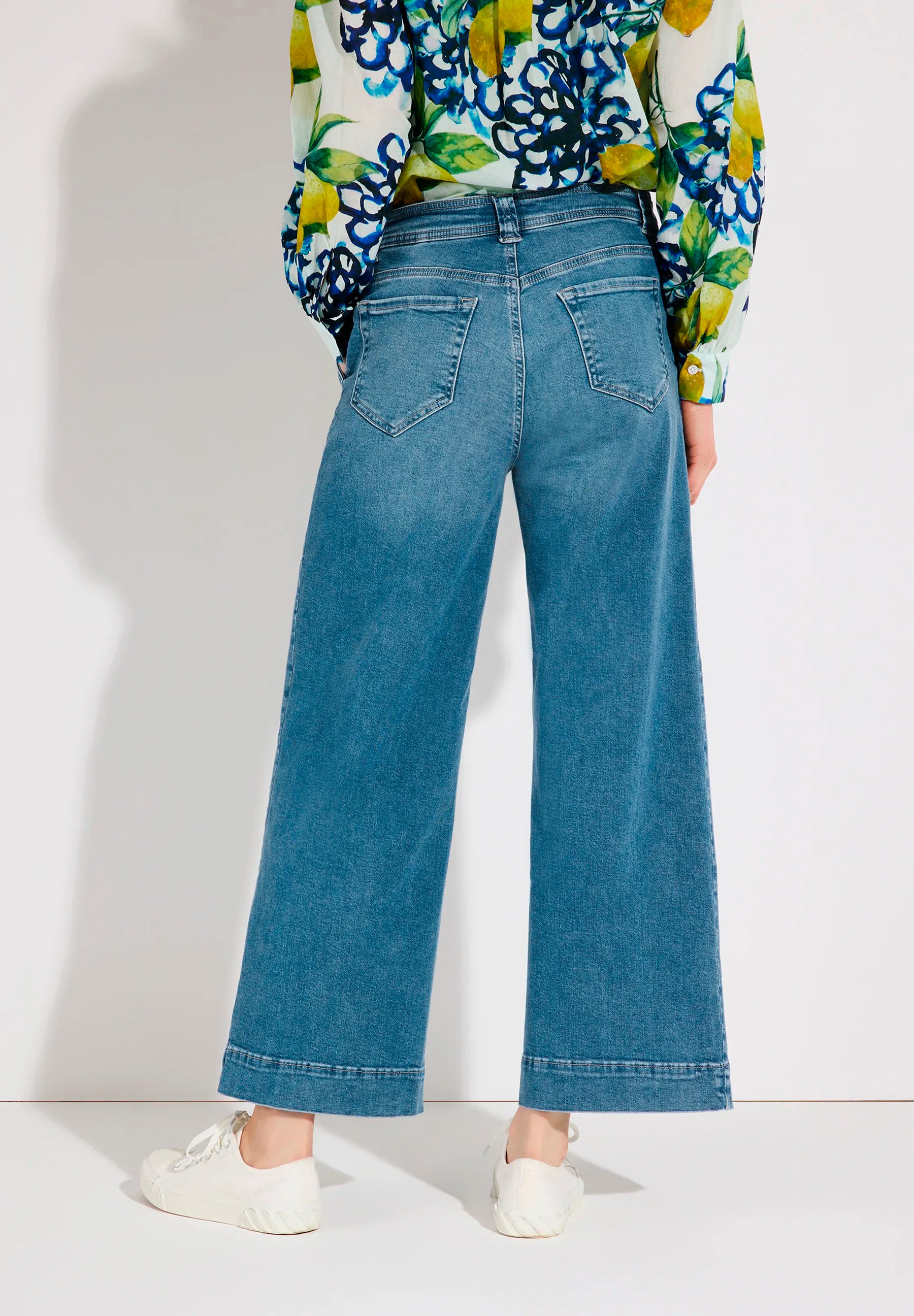 More &amp; More Middle Blue Denim Women Jeans Culottes with Drawstring SKU: 61034209_0962 Image 04