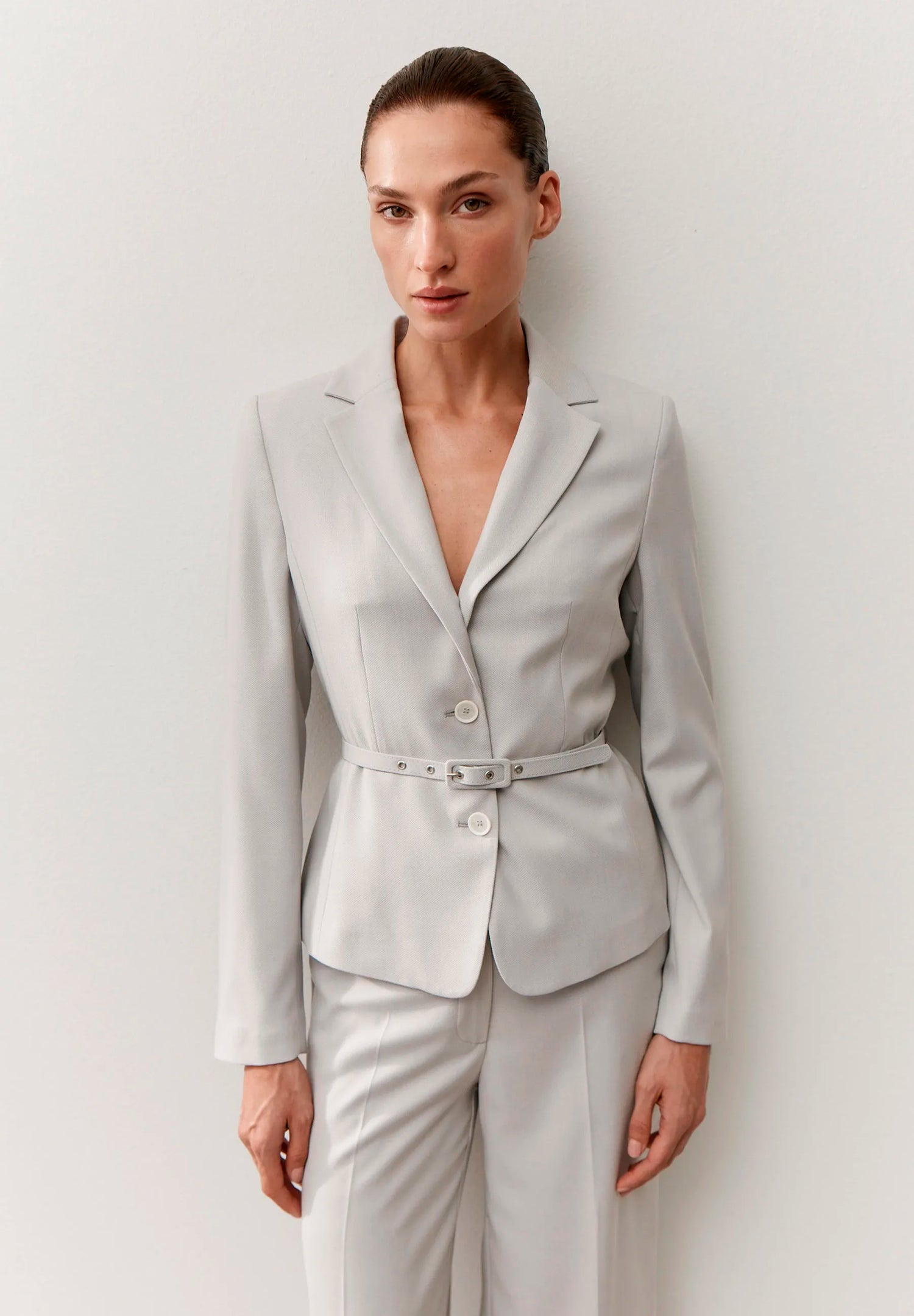 More &amp; More Two Tone Structure Women Blazer with Belt SKU: 61036000_2713 Image 01
