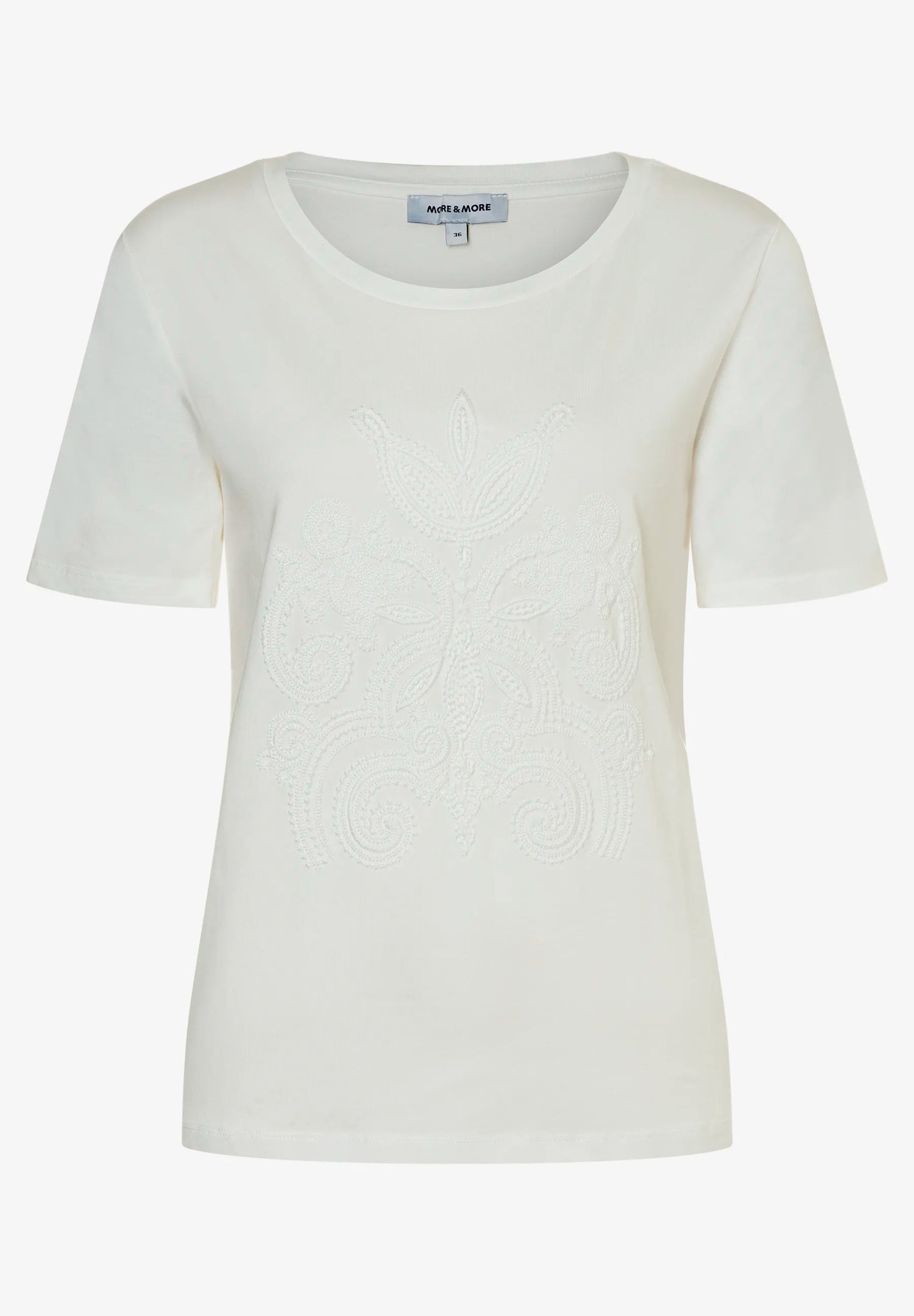 More &amp; More Off White Women T-Shirt with Embroidery on The Front SKU: 61040054_0041 Image 02