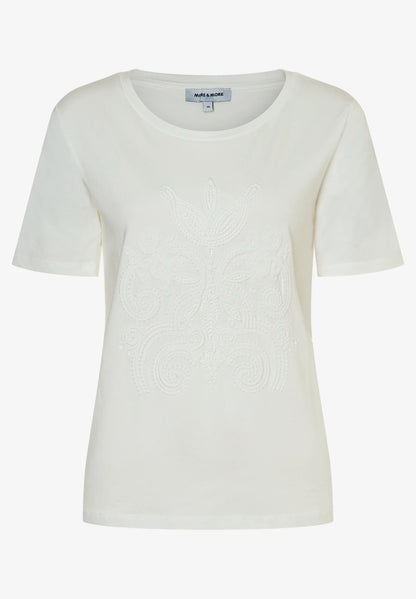 More &amp; More Off White Women T-Shirt with Embroidery on The Front SKU: 61040054_0041 Image 02