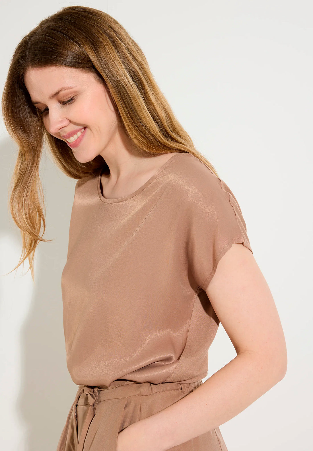 More &amp; More Ginger Brown Women Shirt with Satin Front SKU: 61040438_0280 Image 01