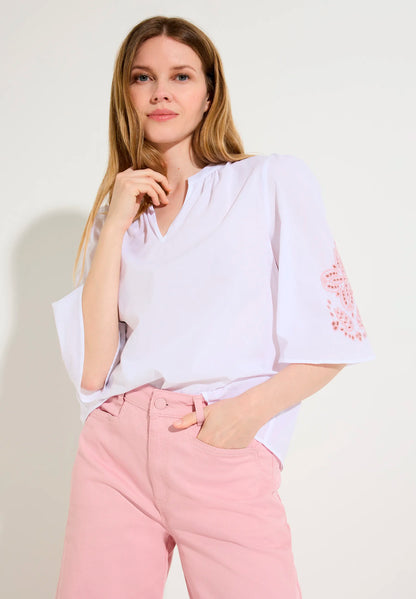 More &amp; More White Women Blouse with Embroidered Sleeves SKU: 61042063_0010 Image 01