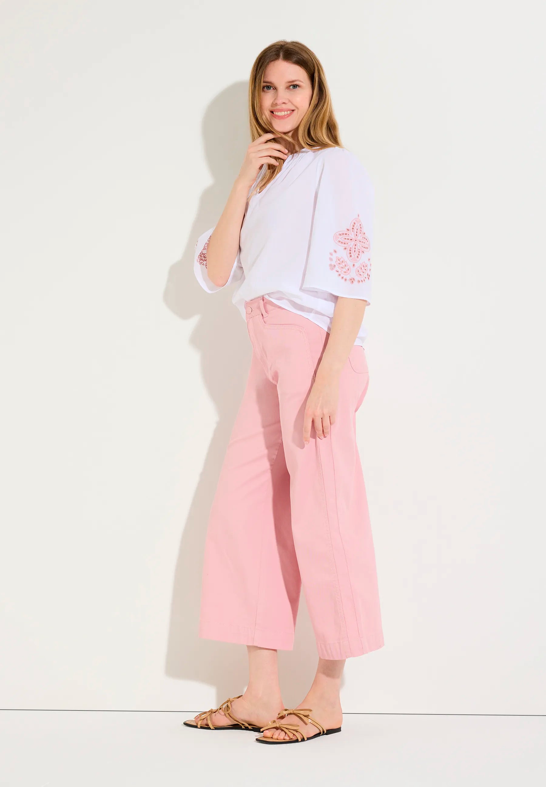 More &amp; More White Women Blouse with Embroidered Sleeves SKU: 61042063_0010 Image 03