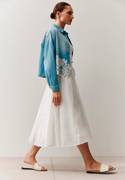 More &amp; More Light Blue Denim Women Denim Shirt with Lace Trim SKU: 61042251_0961 Image 03