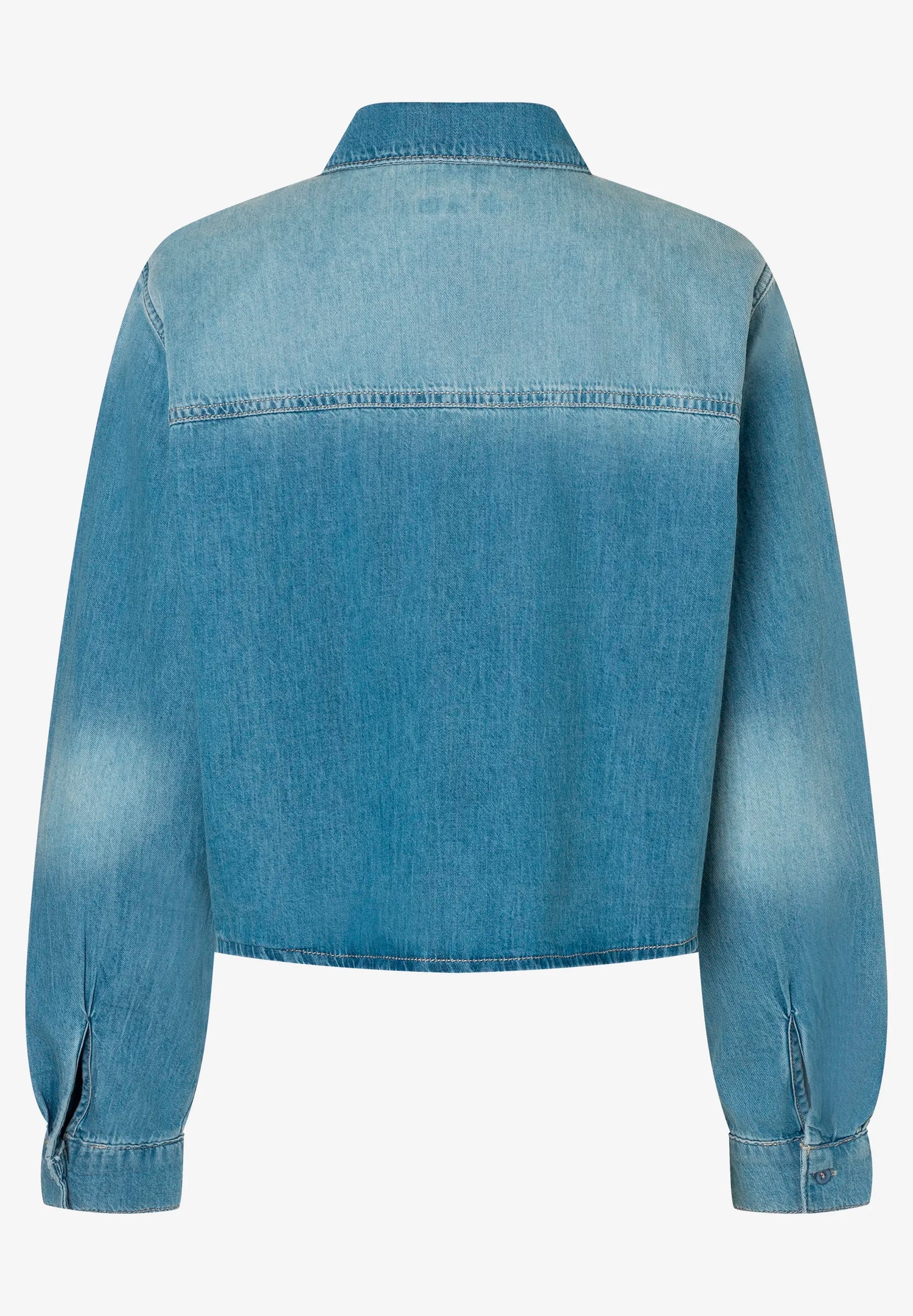 More &amp; More Light Blue Denim Women Denim Shirt with Lace Trim SKU: 61042251_0961 Image 05
