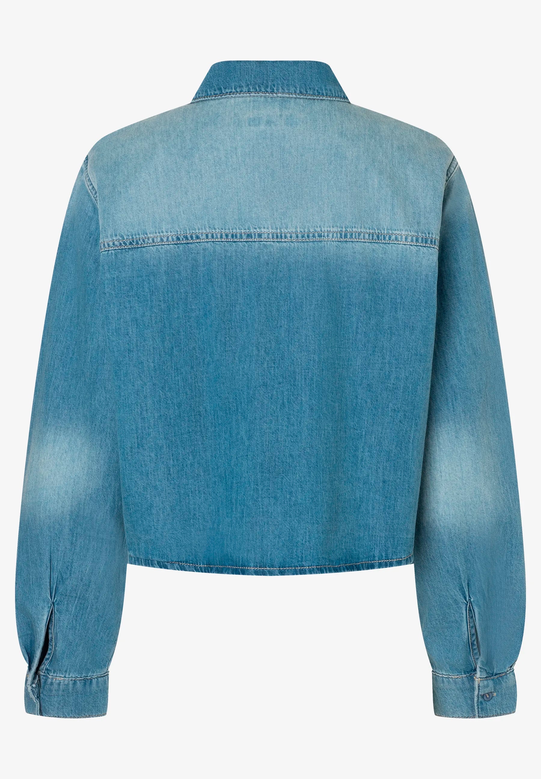More &amp; More Light Blue Denim Women Denim Shirt with Lace Trim SKU: 61042251_0961 Image 05