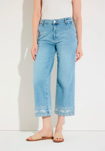 More &amp; More Light Blue Denim Women Jeans with Embroidery At The Hem SKU: 61044250_0961 Image 01