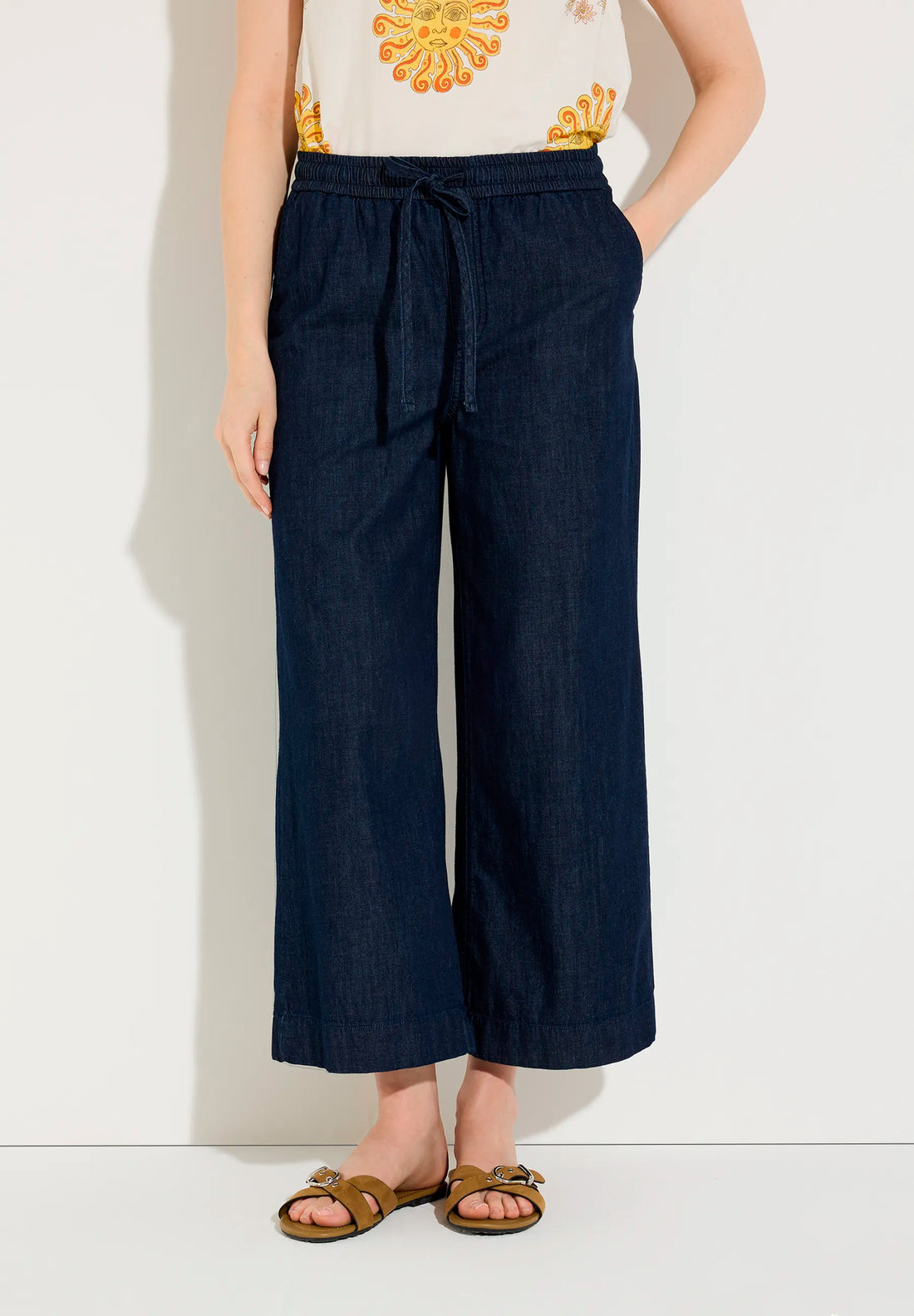 More &amp; More Dark Blue Denim Women Lightweight Jeans Culottes SKU: 61044487_0963 Image 01