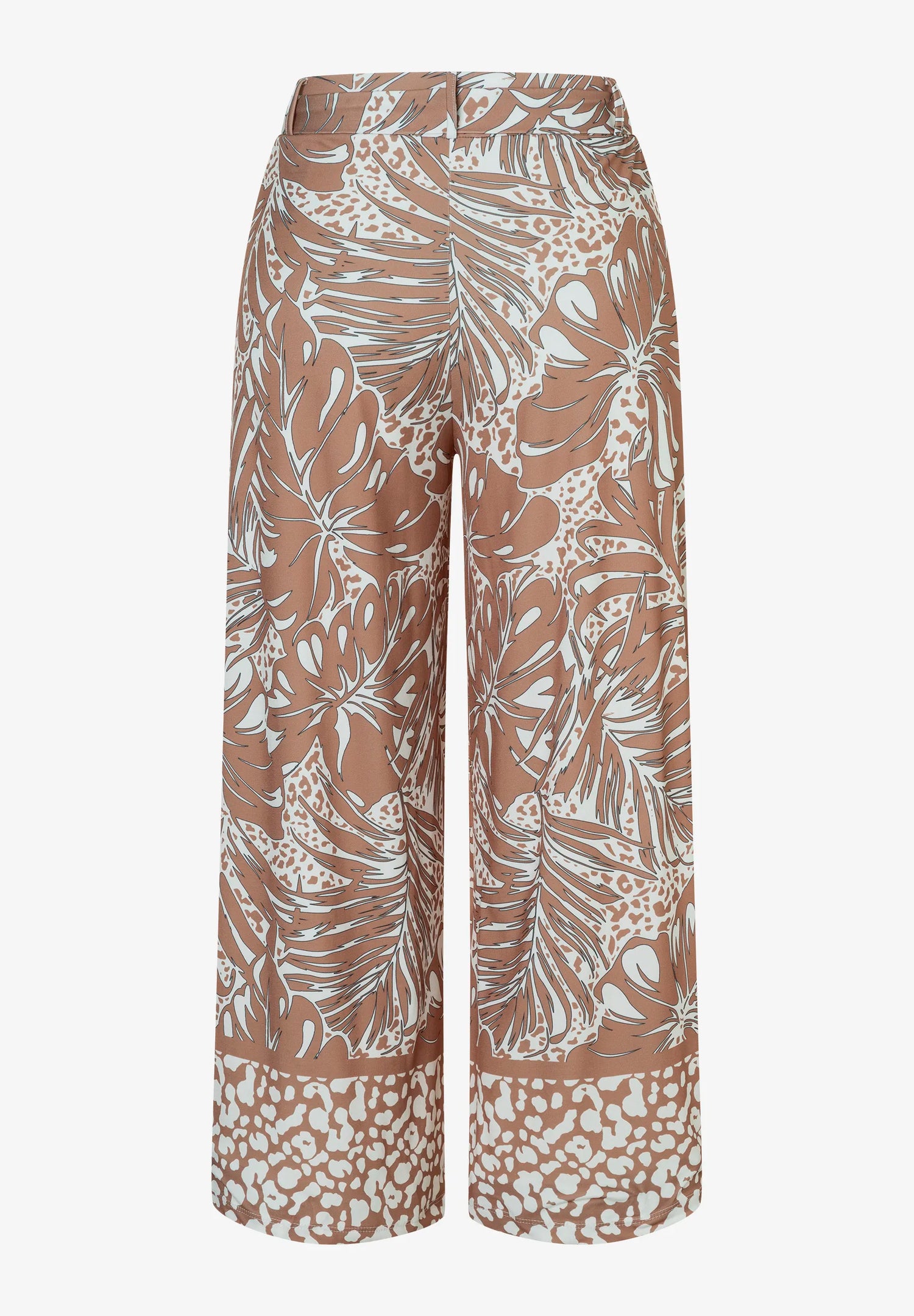 More &amp; More Twotone Leaf Print Border Women Jersey Culottes with Print SKU: 61044650_2280 Image 05