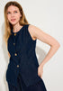 More & More Dark Blue Denim Women Denim Vest SKU: 61046200_0963 Image 01