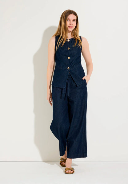 More &amp; More Dark Blue Denim Women Denim Vest SKU: 61046200_0963 Image 02