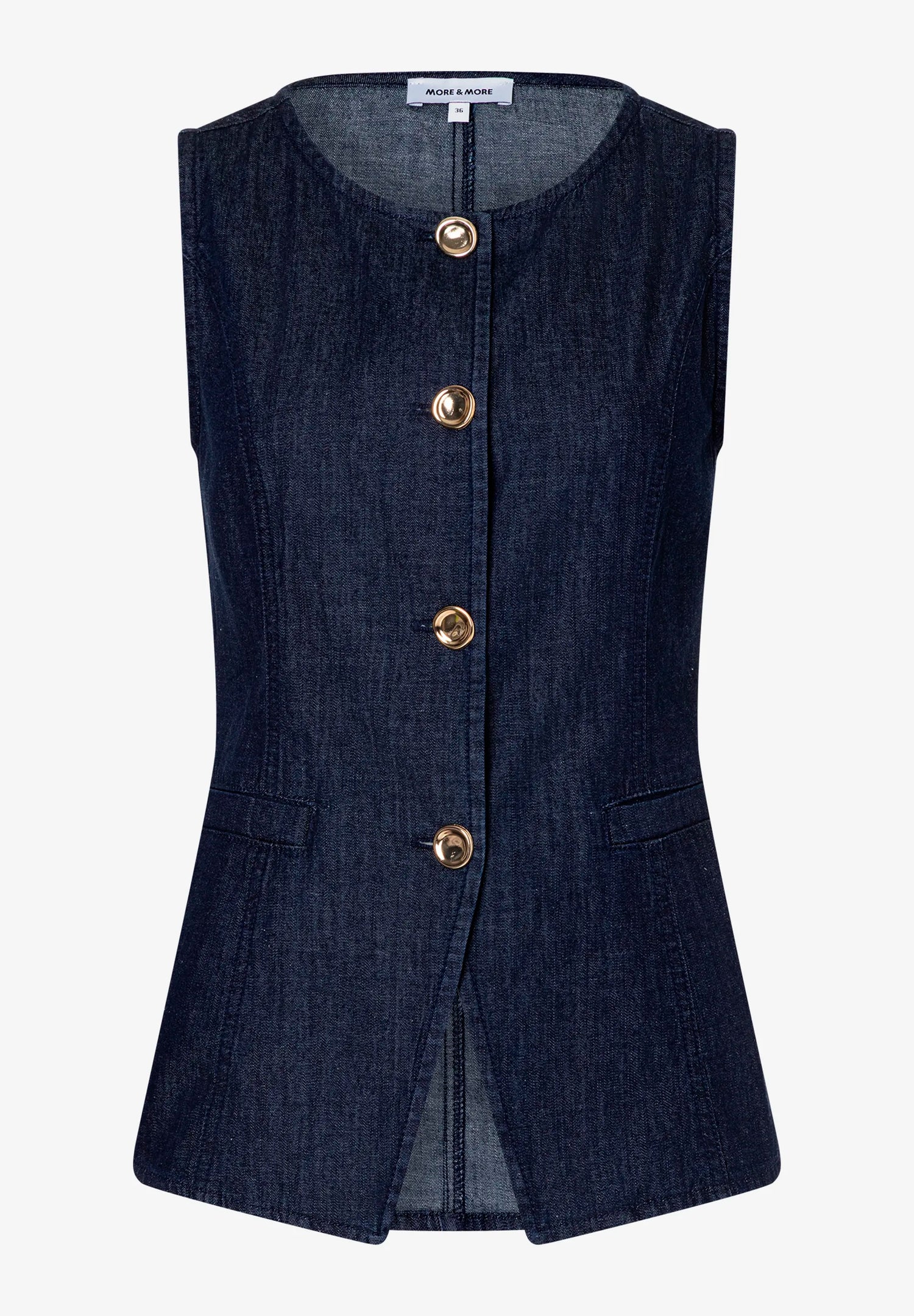 More &amp; More Dark Blue Denim Women Denim Vest SKU: 61046200_0963 Image 03