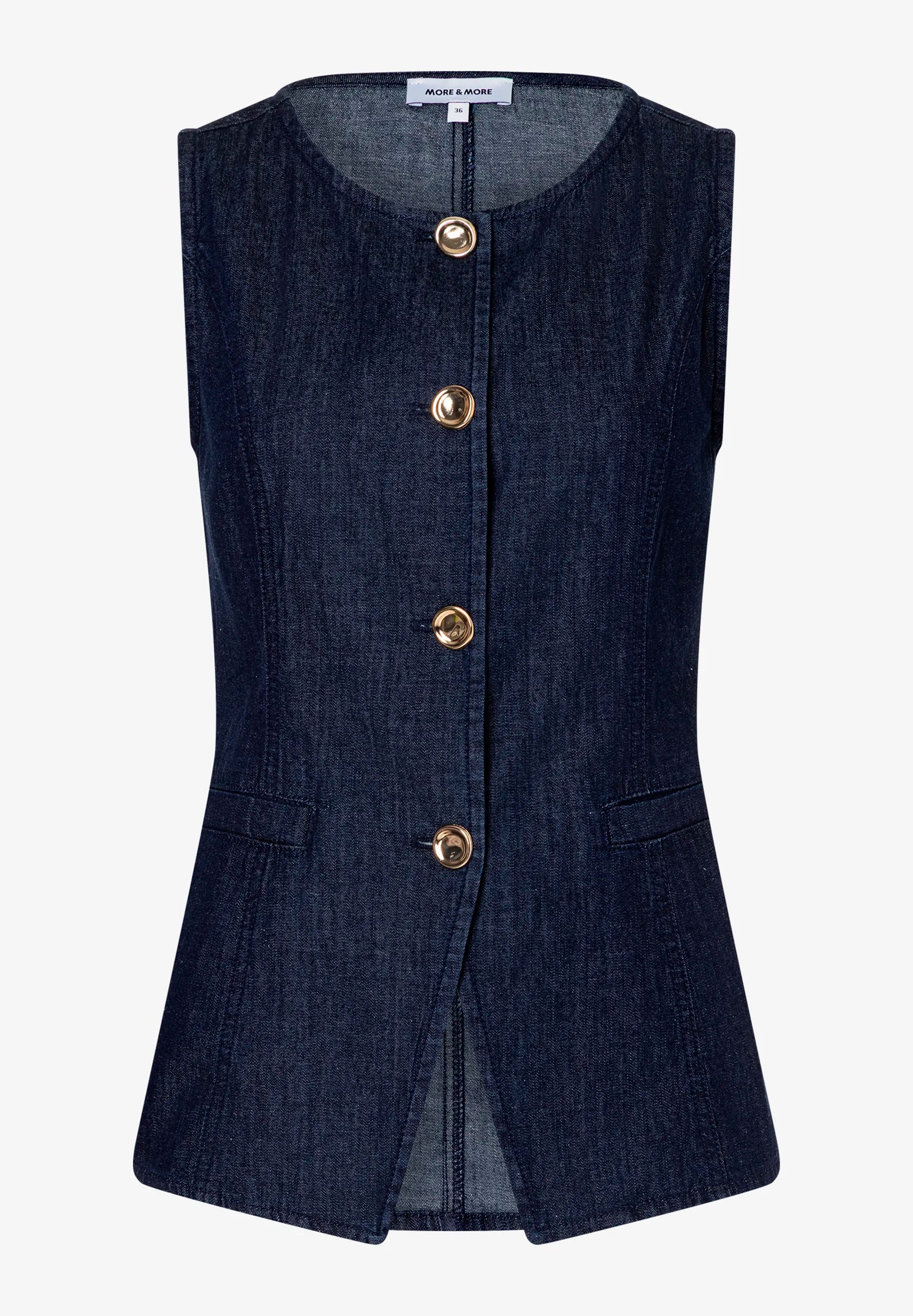 More &amp; More Dark Blue Denim Women Denim Vest SKU: 61046200_0963 Image 03