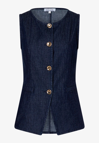 More &amp; More Dark Blue Denim Women Denim Vest SKU: 61046200_0963 Image 03