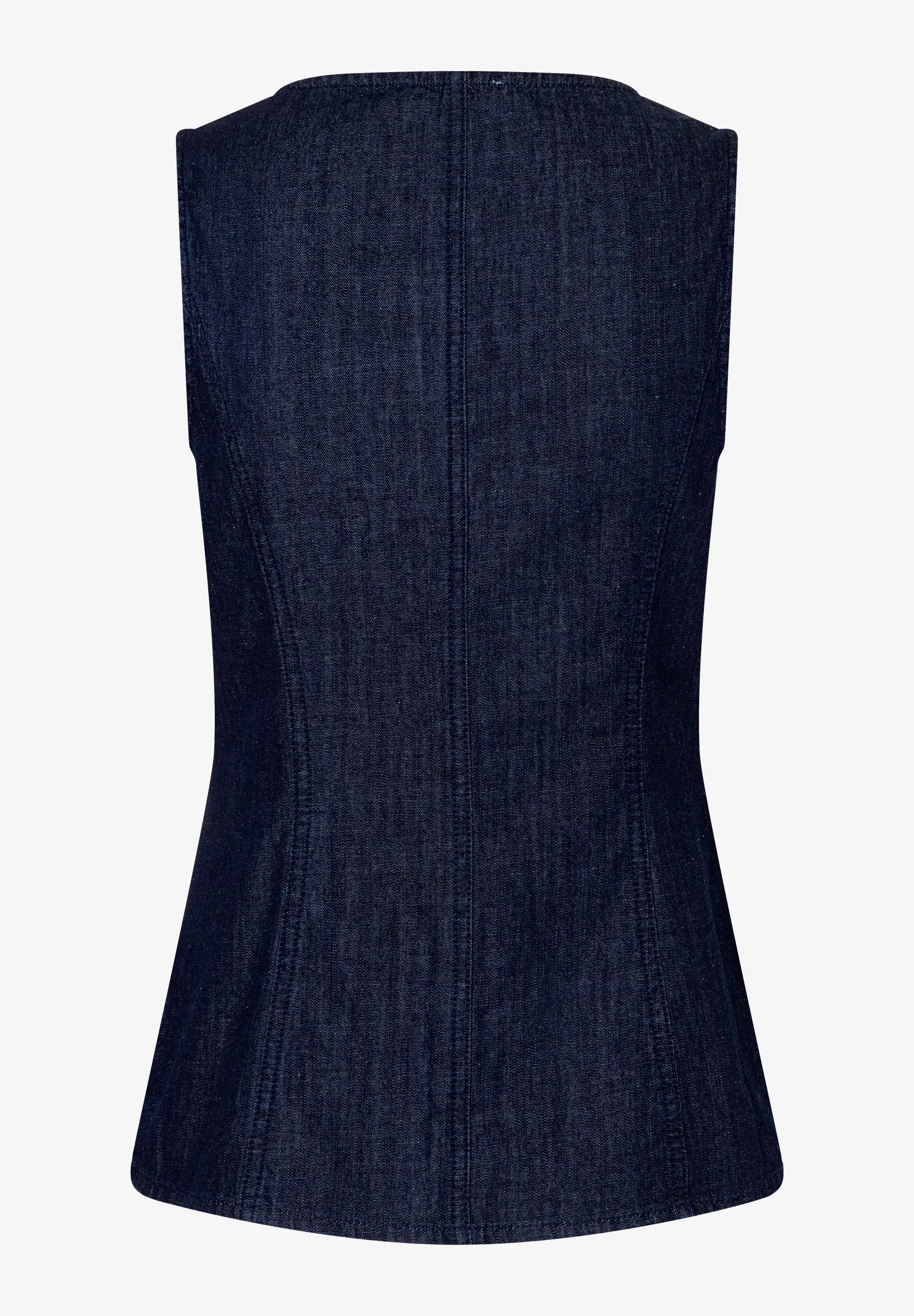 More &amp; More Dark Blue Denim Women Denim Vest SKU: 61046200_0963 Image 04