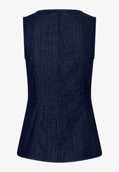 More &amp; More Dark Blue Denim Women Denim Vest SKU: 61046200_0963 Image 04