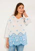 More & More Big Eyelet Embroidery White And Blue Women Tunic Blouse SKU: 61052006_2323 Image 01