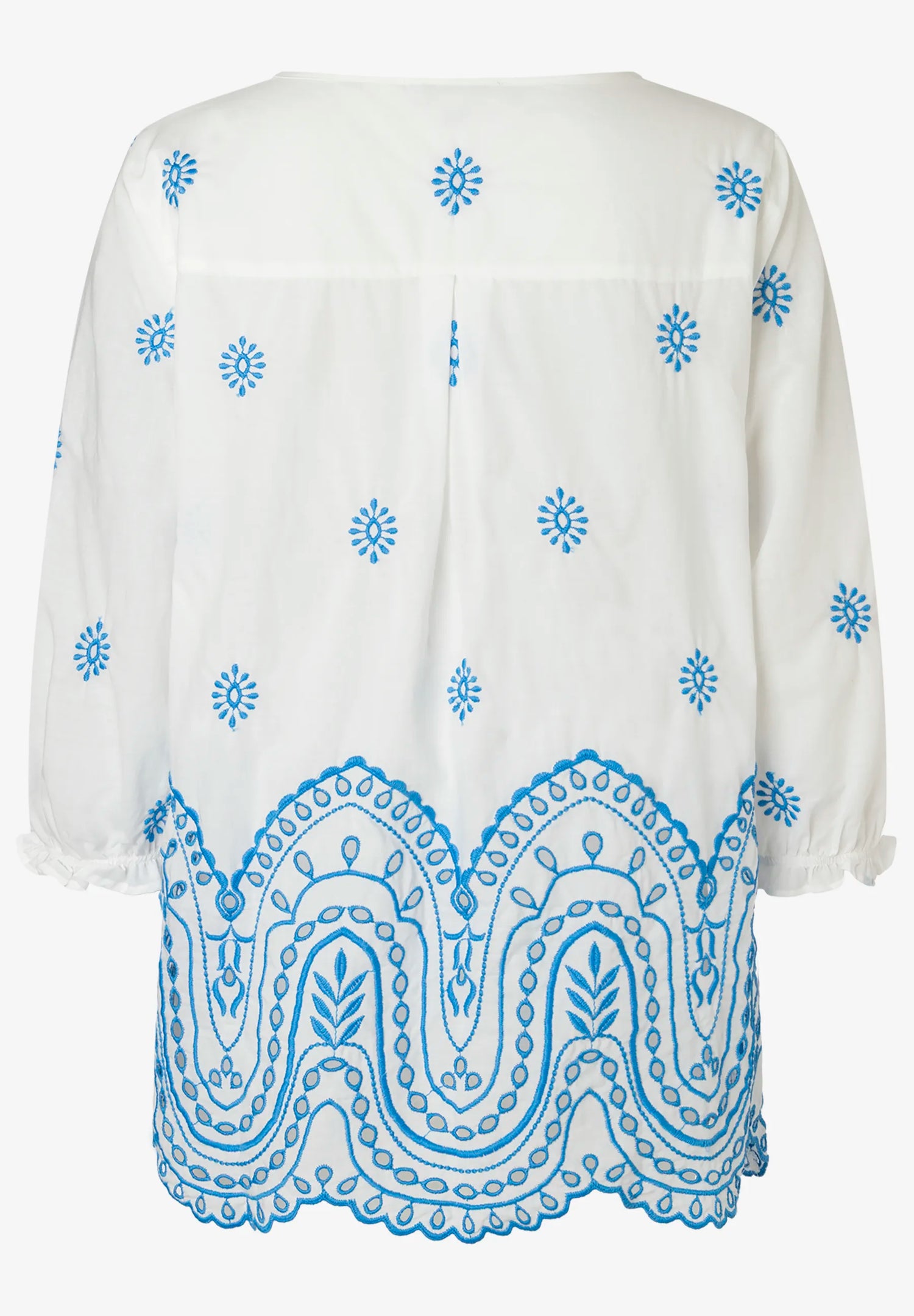 More &amp; More Big Eyelet Embroidery White And Blue Women Tunic Blouse SKU: 61052006_2323 Image 04