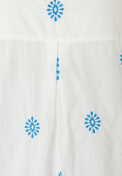 More &amp; More Big Eyelet Embroidery White And Blue Women Tunic Blouse SKU: 61052006_2323 Image 05