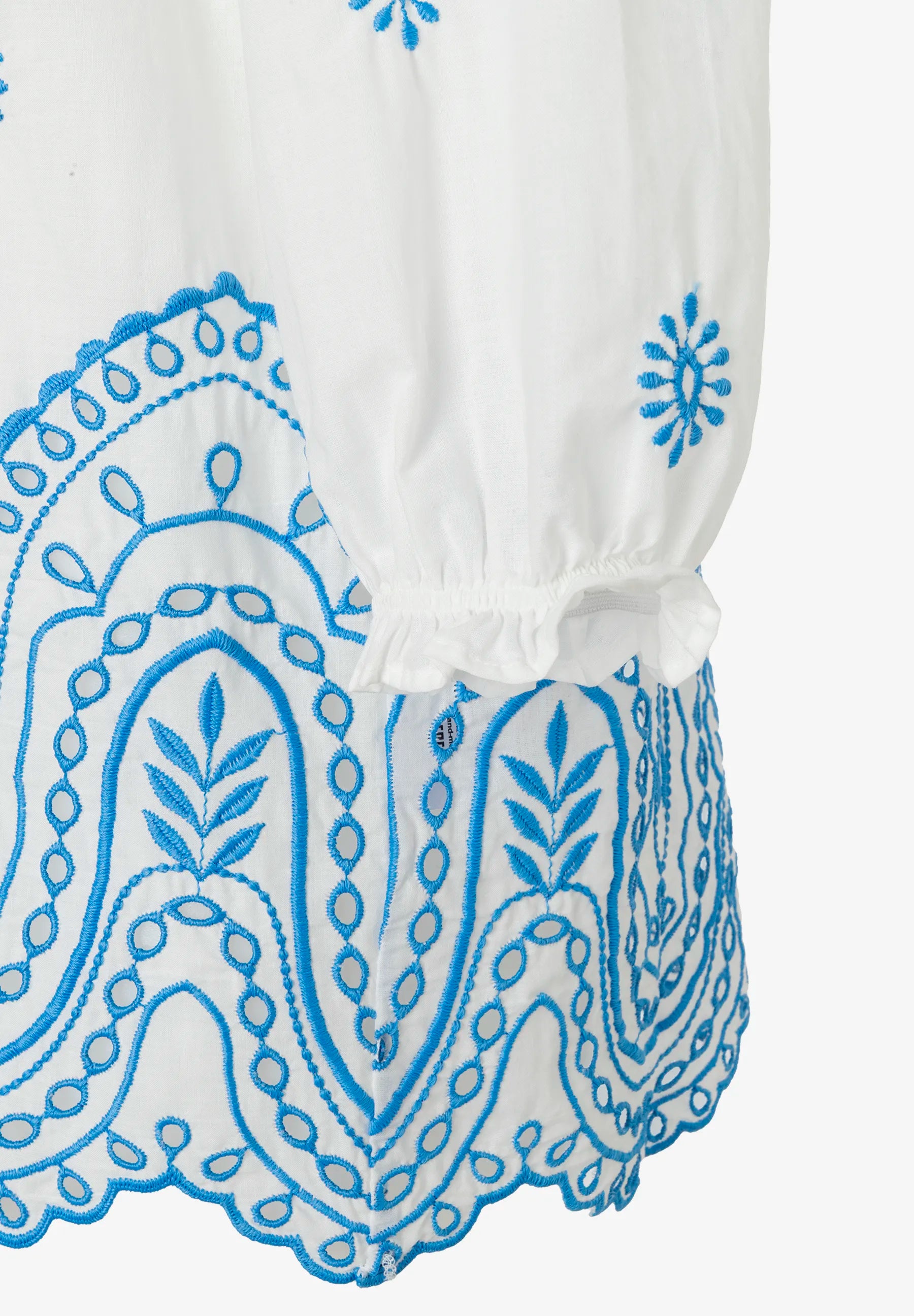 More &amp; More Big Eyelet Embroidery White And Blue Women Tunic Blouse SKU: 61052006_2323 Image 06