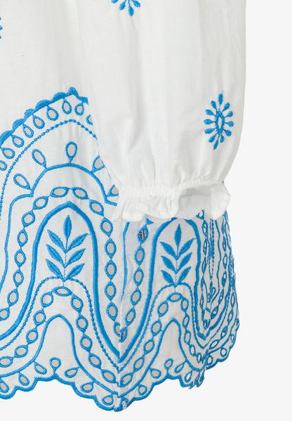 More &amp; More Big Eyelet Embroidery White And Blue Women Tunic Blouse SKU: 61052006_2323 Image 06