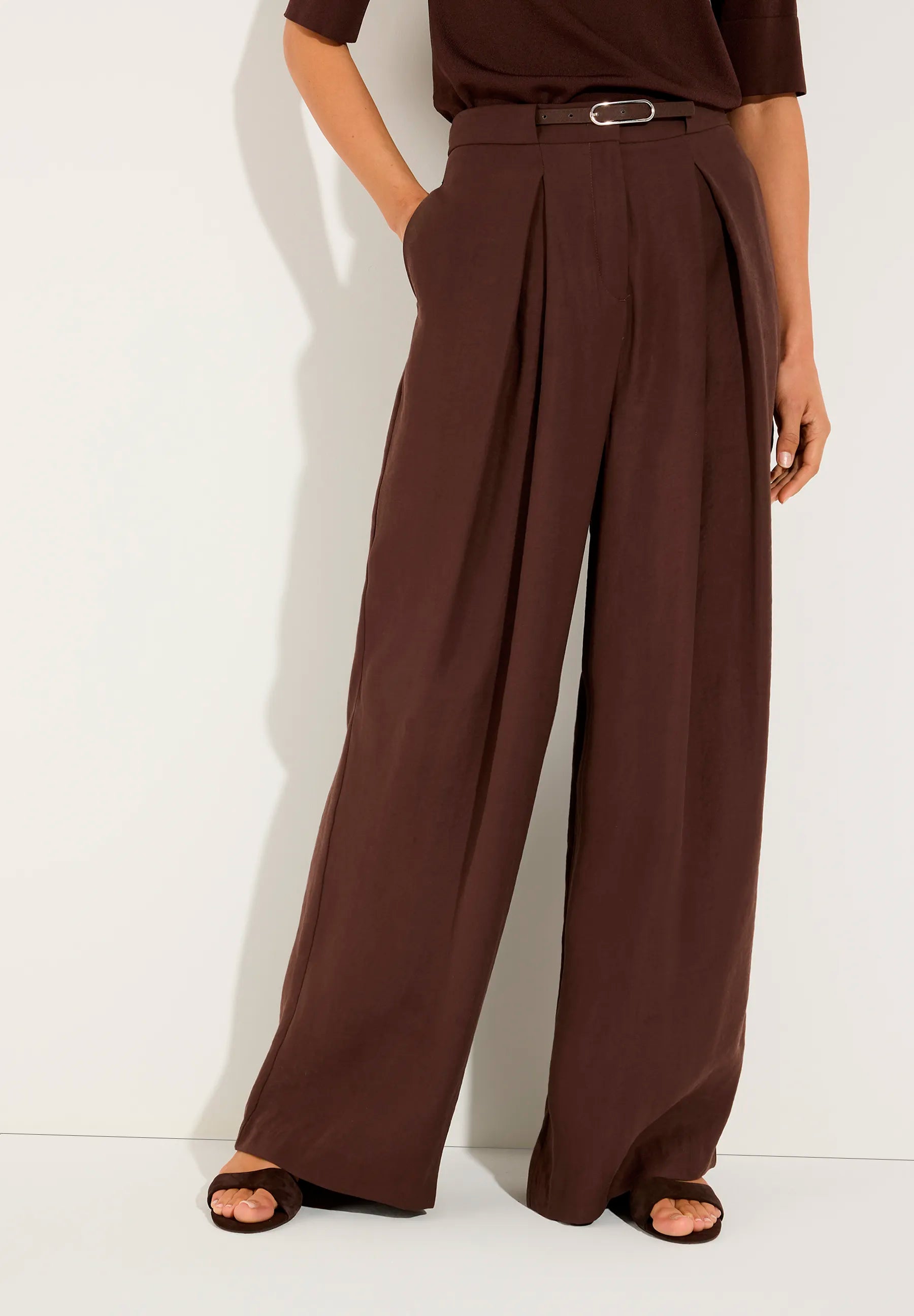 More &amp; More Cool Chocolate Women Wide-Leg Trousers SKU: 61054005_0286 Image 01