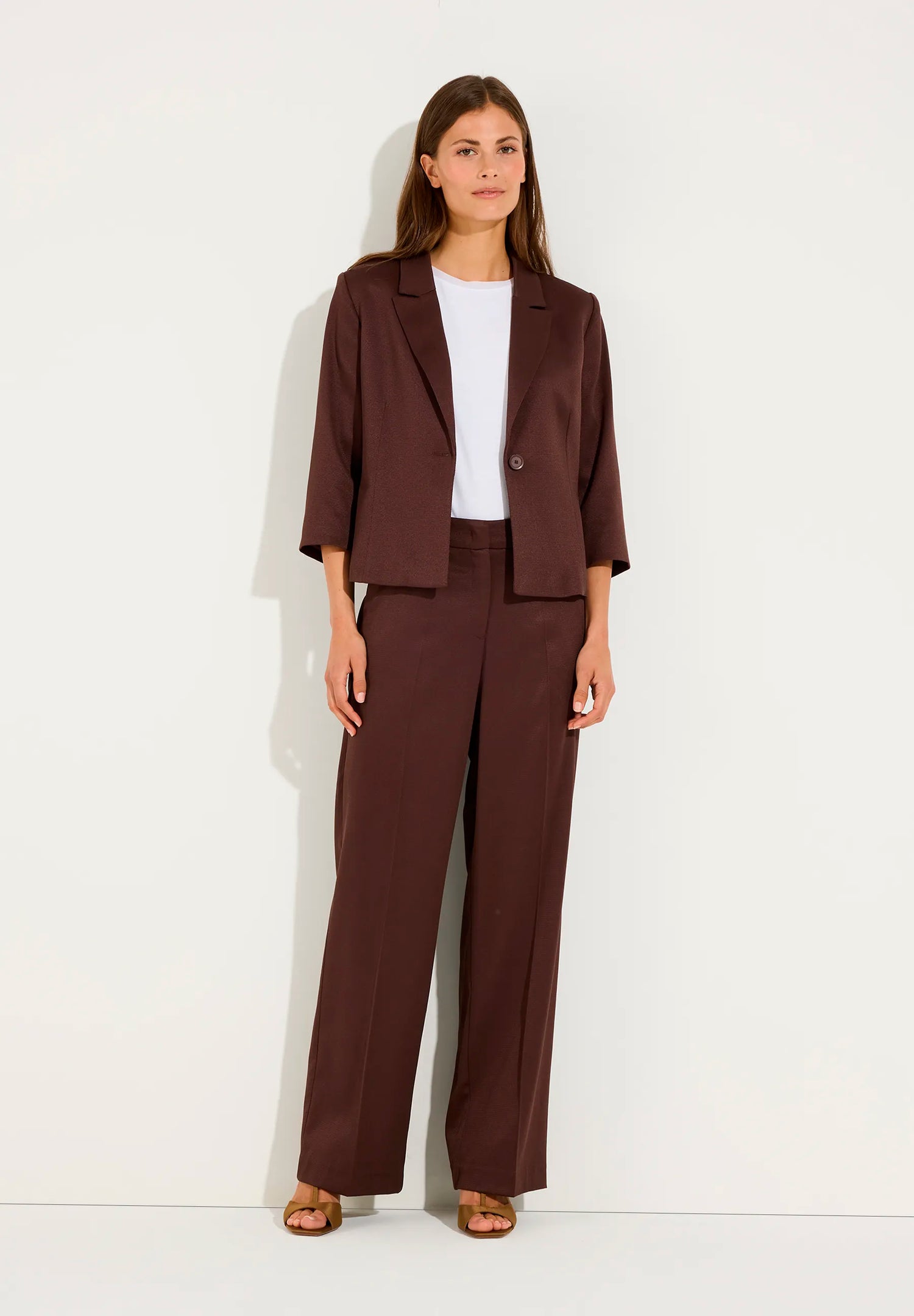 More &amp; More Cool Chocolate Women Trousers with Ribbed Texture SKU: 61054019_0286 Image 02