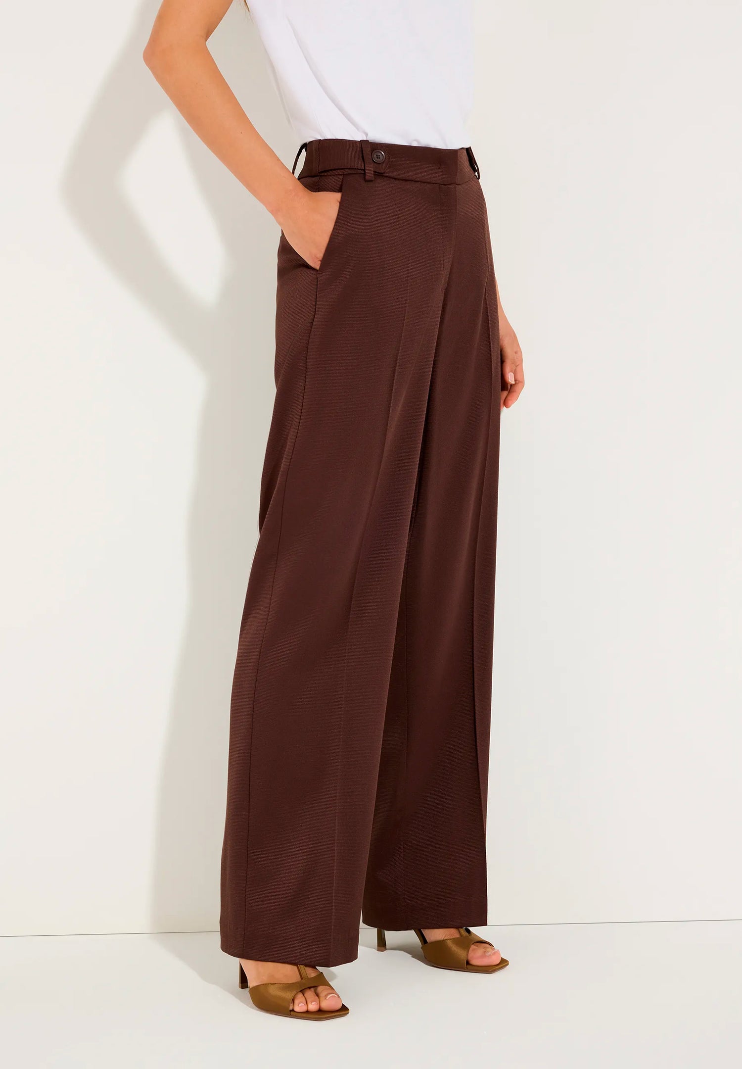 More &amp; More Cool Chocolate Women Trousers with Ribbed Texture SKU: 61054019_0286 Image 03