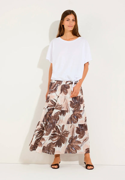 More &amp; More Brushstroke Flower Print Women Printrock with Tiers SKU: 61055008_5286 Image 02