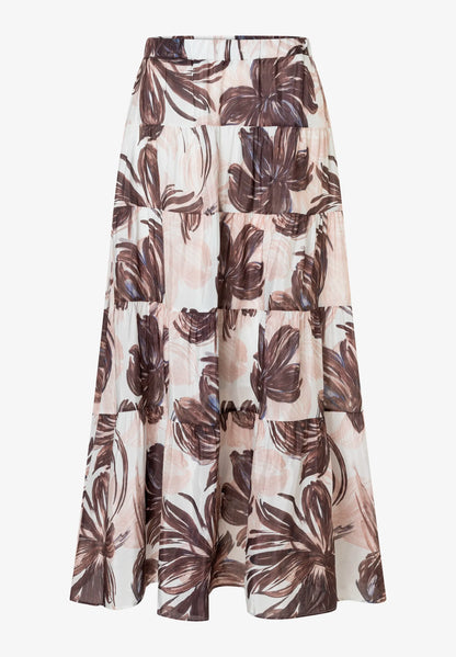 More &amp; More Brushstroke Flower Print Women Printrock with Tiers SKU: 61055008_5286 Image 04