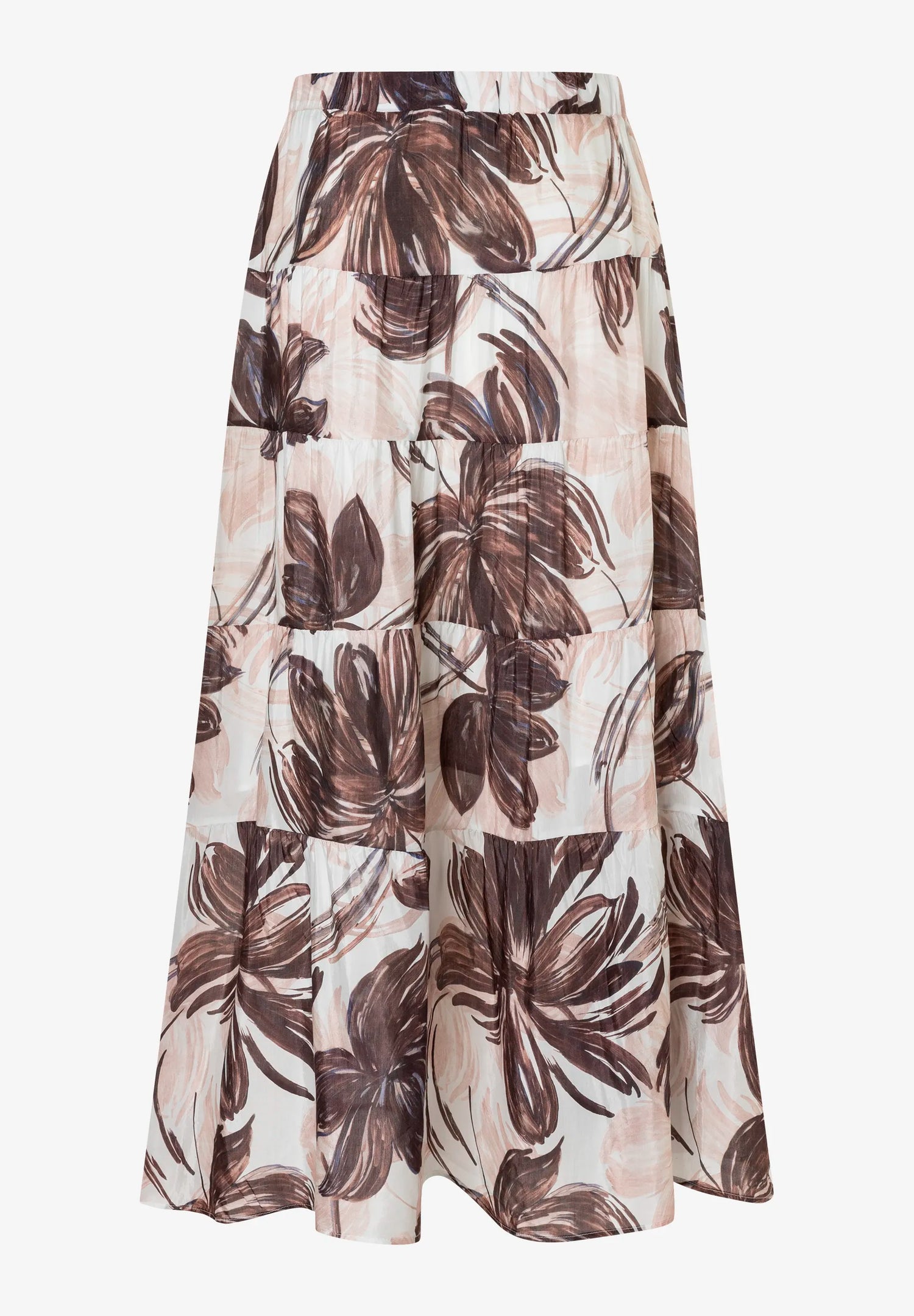 More &amp; More Brushstroke Flower Print Women Printrock with Tiers SKU: 61055008_5286 Image 05